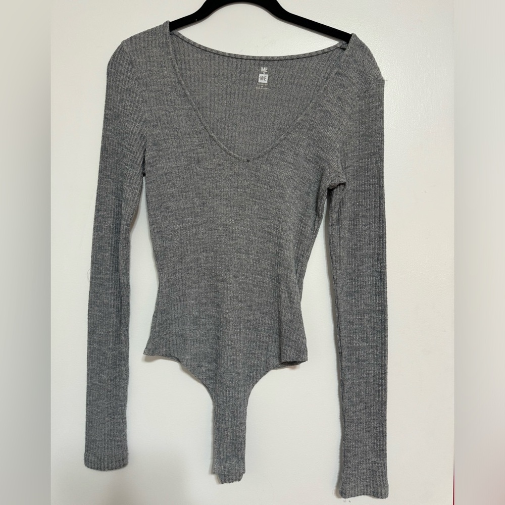 Me to We Charcoal Ribbed Bodysuit